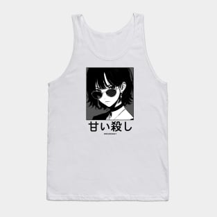 Stylish Japanese Girl Anime Black and White Manga Aesthetic Streetwear Tank Top